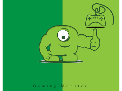 Gaming monster character design flat flat design game logo gaminglogo gmaing graphic graphic design graphic design green icon illustration logo moster one eye