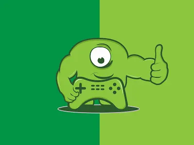 Gaming Monster 2 character controller design flat flat design game game logo gaming monster 2 graphic design green icon illustration logo mascot mascot character mascot logo design mascotlogo minimal vector