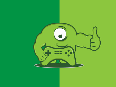 Gaming Monster 2 character controller design flat flat design game game logo gaming monster 2 graphic design green icon illustration logo mascot mascot character mascot logo design mascotlogo minimal vector