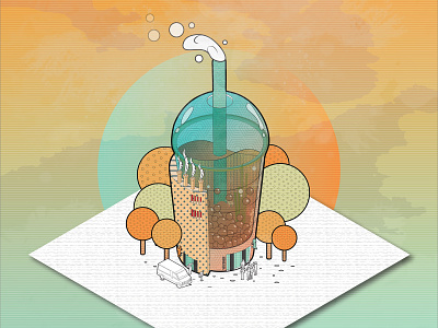 Bubbletea! architecture architecture design architecture visualization axonometric beverages bubble city colourful concept design doodle drawing graphic illustration illustrator inspiration isometric landscape tea vector