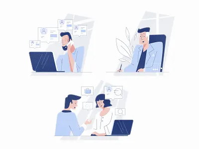 Personalhub Hero Dribbble 02 charcater design graphic illustration office ui vector