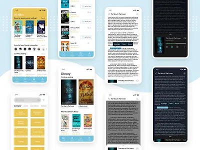 Book store concept UI app app ui audio book book book reading book store concept concept ui dark mode e commerce light mode online book store