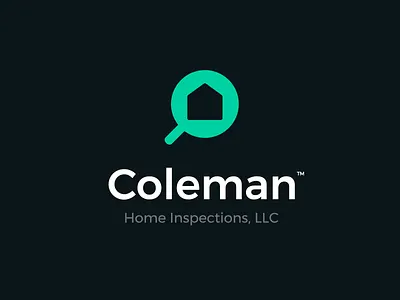 Coleman Home Inspections Logo Option1 abstract branding canada character creative design flat graphic design green home house icon inspection logo microscope negative space logo print services simple typography