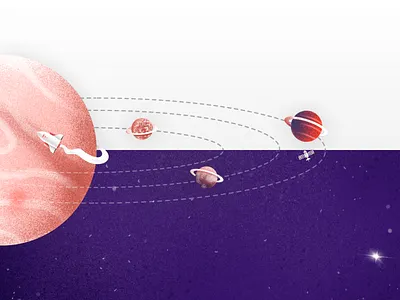 Website detail: a solar system brush color gradient illustration orbital planets satellite saturn shadow solar system space spaceship texture vector