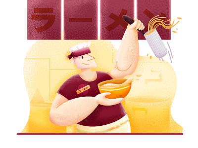 ラーメンman character character designs cute design food illustration man noodles people ramen soup vector