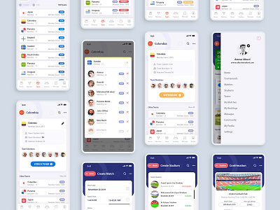Sports App cards creative design football icon illustration interface ios iphone landing page product design profile rewind smart app sports sports app statistics ui ui ux web