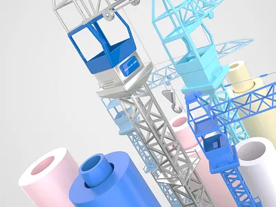 Construction cranes 3d blue c4d color corona cranes exploration graphicdesign grey steel work