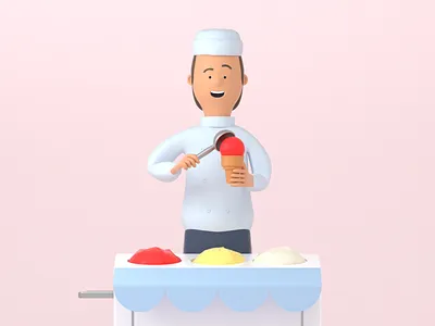 Ice-cream man 3d blender c4d characterdesign cinema4d graphicdesign icecream man redesign render summer