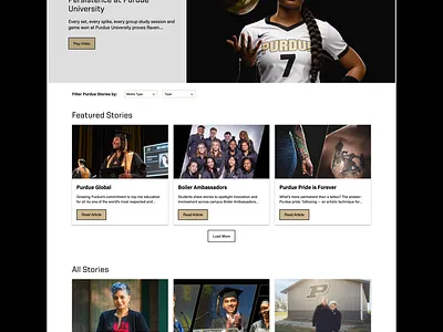 Purdue: The Persistent Pursuit Home Page design graphic design higher ed purdue ui ux