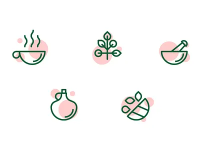 Icons for medicinal teas bio graphic design graphicdesign green icons icons set illustration medicinal