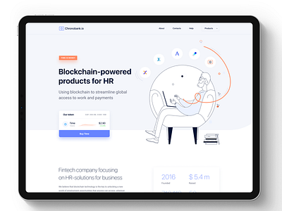 Main Screen. Branding & Website. Chronobank brand design brand identity branding branding design clean design embacy illustration landing landing page minimal ui website