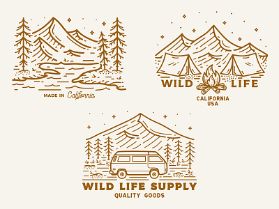 Wild Life Artworks (SOLD for The Great PNW Apparel) adobe illustrator adobe photoshop adventure art artist artwork available branding design icon illustration logo merch design merchandise mountain sale vector