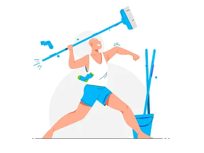 Character: Cleaning art brand character cleaning design flat illustration line man stroke vector