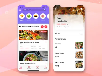 Food App app clean cook delivery delivery app food app food delivery app ios italy list mobile app mobile app design mobile ui pizza restaurant ui ux vector
