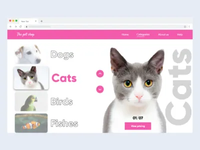 Petshop design concept ( Rebounded ) adobe photoshop adobexd animals design petshop typography webdesign website concept webui webuiuxdesign