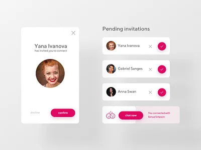 Pending Invitation cards checkmark confirm dailyinspiration dailyui decline invitation invite pending profile slide ui webdesign