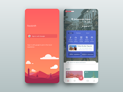 Redshift Tourism Application bottom nav cards design menu mobile mobile ui navigation nepal nepali tourism ui ux