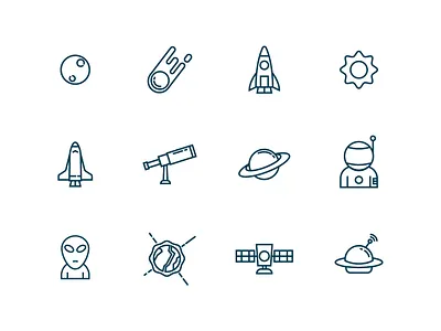 Astronomy Icons alien animation app astronom branding character design flat galaxy icon illustration illustrator logo sketch typography ui ux vector web website