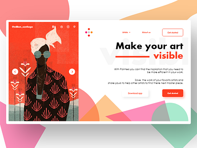 Painters Homepage app art branding design desktop flatdesign homepage illustration logo orange platform prototyping typography ui ux webdesign