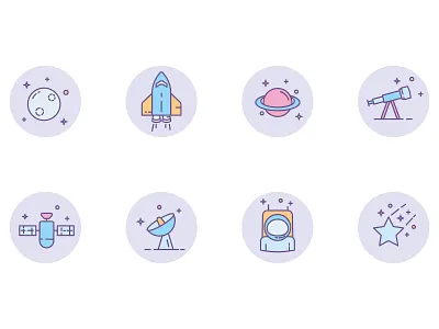 Space Icons animation app branding design flat icon illustration illustrator sketch spaceicons web website