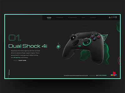 Dual Shock 4i Playstation Landing Page Desktop css and js david ofiare desktop design gaming graphicdesign landing page naija nigeria pad ui ux webdesign webgl