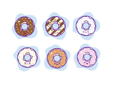 Cute Doughnut Icons app clean design donuts doughnut doughnut icons flat icon icon artwork icon design icon illustration icon set illustration illustrator kaomoji kawaii logo logotype vector