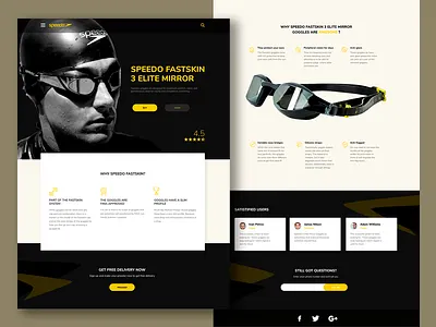 Speedo Fastskin 3 Elite Mirror design desktop glasses goggles landing page product sport swimming ui ui ux ux website