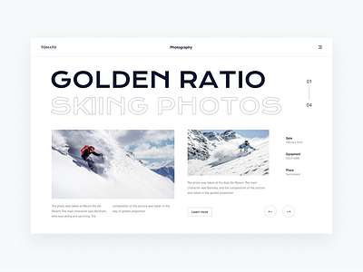 Golden ratio skiing photos design ui ux web