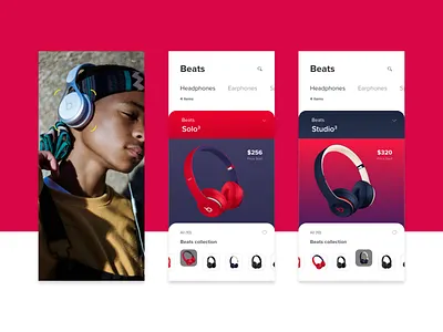 AR based app interaction adobe xd augmented reality beats headphone interaction ios mobile music shopping app solo3 studio3 uiux