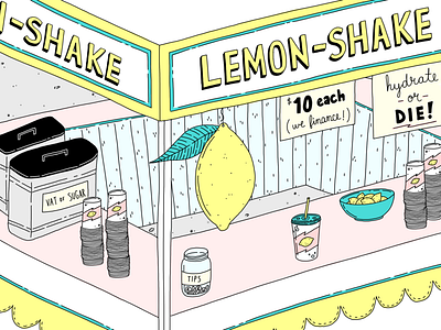 State Fair illustration lemon pink state fair summer yellow