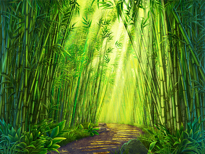 Bamboo background bamboo casino design game art game design game development grass green grove illustration nature panda plants shadow slot design slot machine slotopaint.com sun rays track