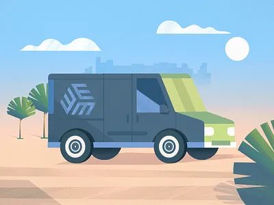 Minivan ai art brush car character color desert design illustration logo minivan vector