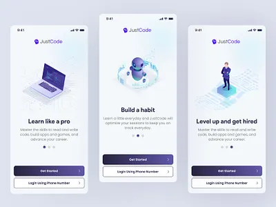 Welcome Login Screen for programming LMS APP app login app screen clean ui coding dashboard design illustration landing page learning app lms lms dashboard login ui mobile modern dashboard modern ui programming self learn splash trending ui ui