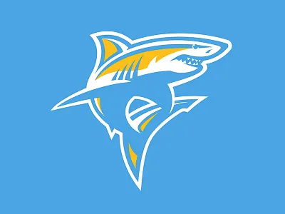 Long Island University Sharks aggressive animal athletic blue branding college design gold illustration logo mascot shark sports vector water yellow
