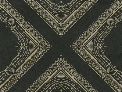 Terre de Sienne border detailed line work ornamental