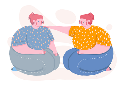 Self care 2d character adobe photoshop character emotions girls illness illustration self care