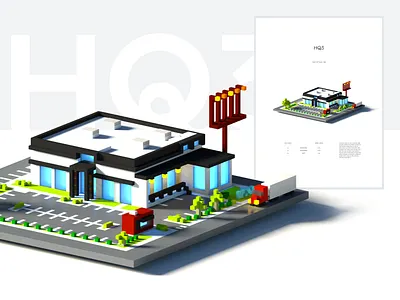 FullStory HQ3 3d 8bit hq illustration minimal poster