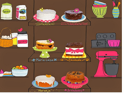 Pastry shop brochure baking cakes collage digital illustration illustration pastry shop