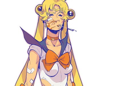 Sailor Moon - Battle Damage 80s anime art cartoon character design comic comic book comics concept art design draw drawing horror illustration manga marvel punk sailor moon sketch superhero