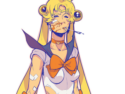 Sailor Moon - Battle Damage 80s anime art cartoon character design comic comic book comics concept art design draw drawing horror illustration manga marvel punk sailor moon sketch superhero