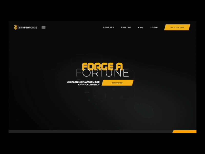 Initial Load & Interactions black black and yellow button ui crypto crypto website cryptocurrency dark dark theme dark ui dark web design dark website futuristic interaction interactiondesign loading animation