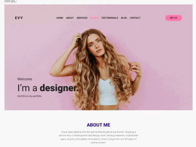 EVY - Animation blog cv landing page landing page design personal portfolio projects resume skills testimonial theme design ui ui design web website design wordpress theme works