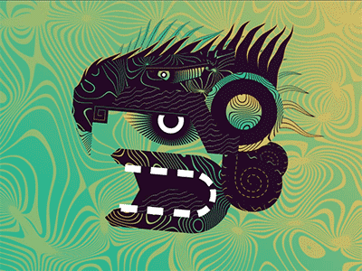 Psychedelic Aztec 2d aftereffects animation aztec bird colorfull green head illustration jungle motion motion design texture tribal vector