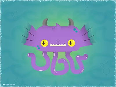 Little sea monster animal illustration character design illustration monster kawaii ocean life sea vector illustration たこ タコ 怪獣