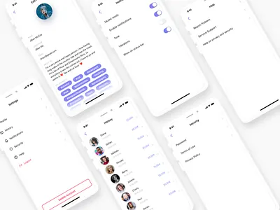 Settings - Ume app app design challenge dailyui dailyuichallenge design edit profile help history ios mobile notification security settings sketch ui ux