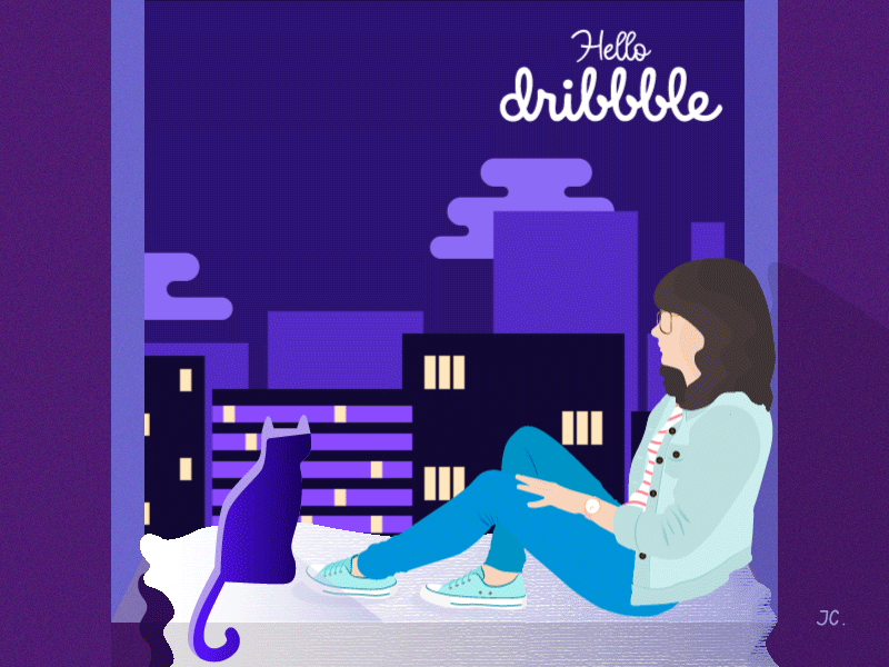 Hello Dribbble! animated gif animation animation after effects designer flat design flat illustration graphic design graphic designer hello dribbble hello world illustraion illustrator motion design self portrait uidesigner uxdesigner vector webdesigner