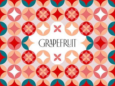 Grapefruit Pattern acid citric drink flower fruit garden geometry illustration pattern red star