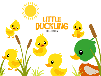 Little Duckling animals cute duck duckling flat design illustration vector