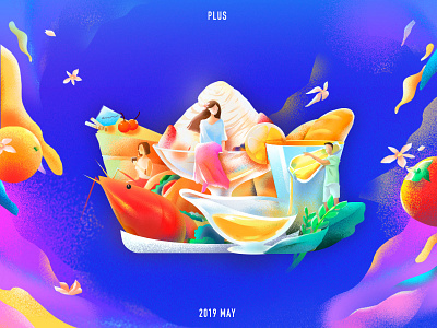 5th Plusday add branding crown food illustration