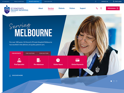 St Vincents Hospital design ui ux web website